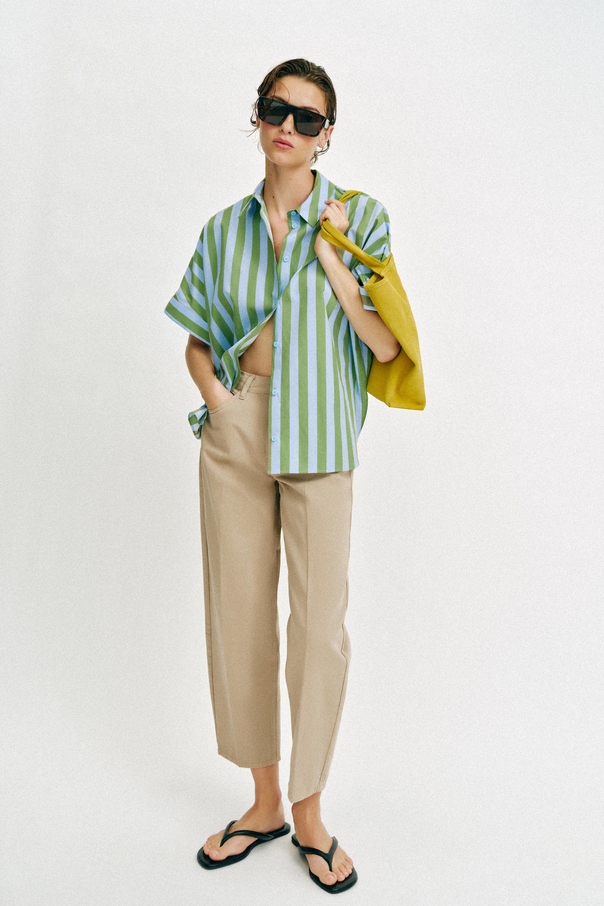 IRONED STRIPE BARREL PANTS